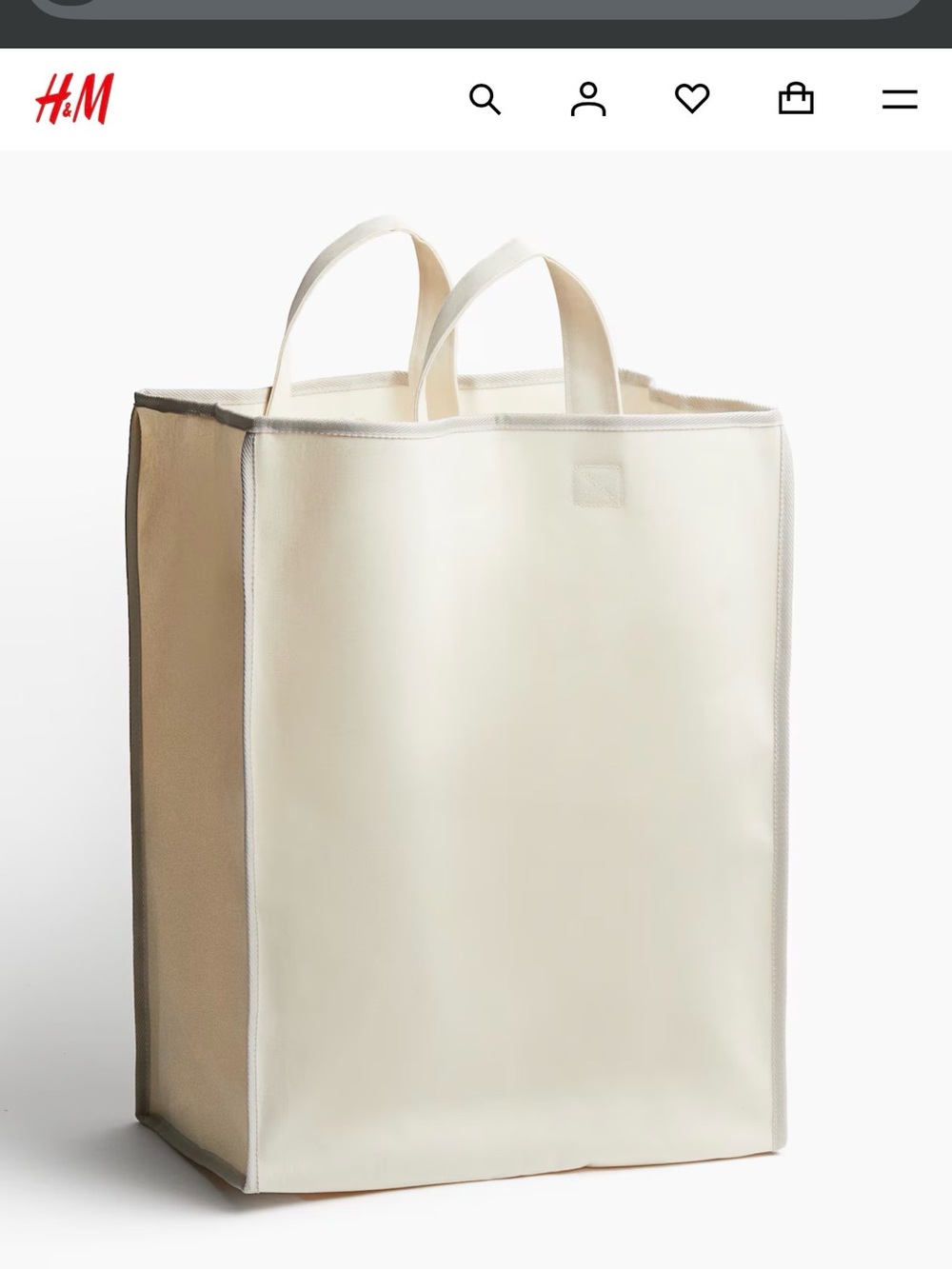H&M Cream and Tan Structured Canvas laundry bag